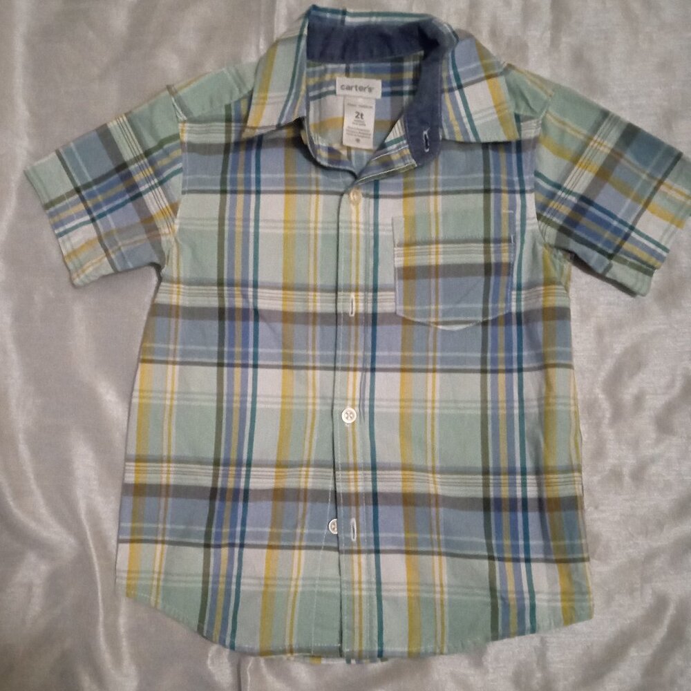 Carter's boy's collared shirt size2T crisscross stripes party fun kidcore wear
